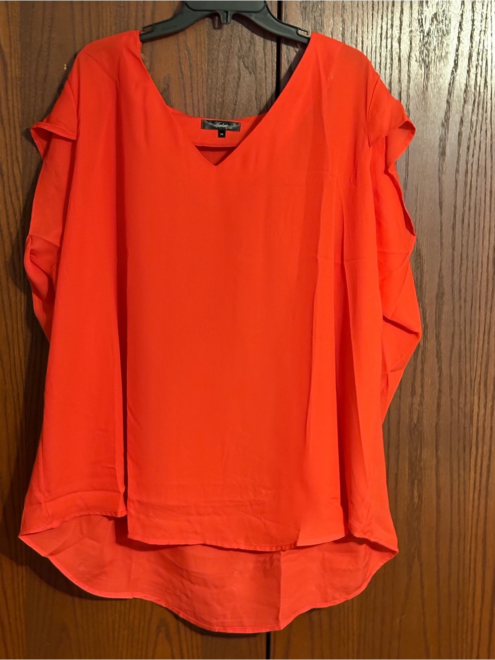 ANDREE BY UNIT Bright Orange V-Neck Hi-Low Blouse 3X